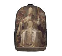 POLIUAWS Sac à dos imprimé en 3D représentant une sainte en robe dorée - Sac d'école pour enfants - Sac à livres - Sac de voyage léger - 43 cm (17 pouces) - Idéal pour les collégiens et collégiens