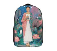 POLIUAWS Sac à dos imprimé en 3D « Royaume du lotus enchanté » pour enfants, sac d'école grande capacité, sac de voyage tendance pour garçons et filles, 43 cm (17 pouces).