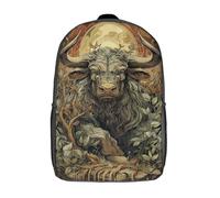 POLIUAWS Sac à dos imprimé en 3D « Taureau majestueux de la forêt » pour enfants. Léger, il convient aux garçons et aux filles et est parfait pour les élèves du collège (17 pouces).