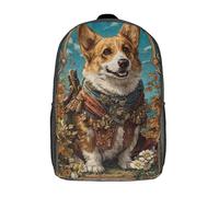 POLIUAWS Sac à dos imprimé en 3D Vash le noble corgi aventurier, sac à dos enfant mignon et imperméable, style décontracté et tendance, 43 cm (17 pouces), pour fille et garçon.