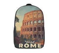 POLIUAWS Sac à dos inspiré des merveilles de la Rome antique - Sac d'école enfant imprimé en 3D - Modèle tendance - Sac décontracté pour garçons - Élèves du primaire et du collège - 43 cm
