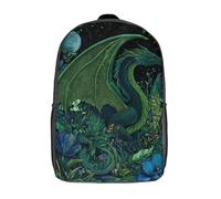 POLIUAWS Sac à dos « Jardin enchanté » avec dragon mythique, imprimé en 3D, pour enfants, idéal pour l'école primaire et le collège (17 pouces).