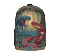 POLIUAWS Sac à dos Jungle Serpents Duel, sac d'école imprimé en 3D, sac à dos pour ordinateur portable 17 pouces pour enfants, étudiants et adultes