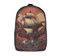 POLIUAWS Sac à dos Kraken's Wrath-8 imprimé en 3D pour enfants, sac d'école garçon, sac tendance, sac de voyage, sac scolaire pour garçons, élèves du primaire et du collège, 43 cm (17 pouces)