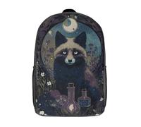POLIUAWS Sac à dos Moonlit Fox Mystique imprimé en 3D pour enfants, sac d'école garçon, sac tendance, sac de voyage, sac scolaire pour garçons, élèves du primaire et du collège, 43 cm (17 pouces)