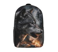 POLIUAWS Sac à dos « Regard du loup des forêts » pour enfants, imprimé en 3D, 43 cm (17 pouces), idéal pour l'école primaire et le collège.