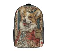 POLIUAWS Sac à dos Royal Corgi à motif de cartes à jouer, imprimé en 3D, pour enfants, Sac à dos tendance et mignon pour garçons, idéal pour les élèves du primaire et du collège (17 pouces).