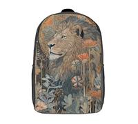 POLIUAWS Sac à dos Royal Lion in Bloom, imprimé en 3D, pour enfants, style décontracté et tendance, idéal pour les voyages et les activités de plein air (17 pouces), pour garçons et filles.