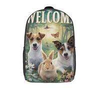 POLIUAWS Sac à dos scolaire « Amis de la forêt » - Bienvenue ! Sac à dos enfant - Sac à dos scolaire imprimé en 3D - Sac de voyage tendance - Sac d'école garçon 17 pouces