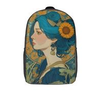 POLIUAWS Sac à dos scolaire Blue Bloom Beauty pour filles, imperméable et léger, idéal pour les collégiennes et collégiens (17 pouces).