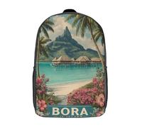POLIUAWS Sac à dos scolaire Bora Island Escape pour filles, imperméable et léger, idéal pour les collégiens et collégiennes (17 pouces).