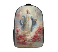 POLIUAWS Sac à dos scolaire Divine Grace au milieu des roses -2 pour filles, imperméable, décontracté, léger, 17 pouces, idéal pour les collégiens et collégiennes.