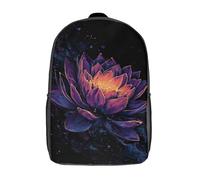 POLIUAWS Sac à dos scolaire Enchanted Lotus Bloom imprimé en 3D pour enfants, style décontracté et tendance, idéal pour les voyages et l'école (17 pouces).