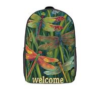 POLIUAWS Sac à dos scolaire enfant imprimé 3D libellule - Sac de bienvenue - Sac à dos décontracté pour les voyages - Grande capacité - 43 cm (17 pouces)