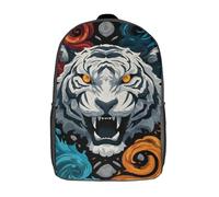 POLIUAWS Sac à dos scolaire Fiery Tiger Fury pour filles, imperméable, décontracté, léger, 17 pouces, idéal pour les collégiens et collégiennes.