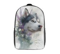 POLIUAWS Sac à dos scolaire Husky & Lavande pour filles, imperméable et léger, idéal pour les collégiens et collégiennes (17 pouces).