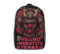POLIUAWS Sac à dos scolaire imprimé en 3D avec motif armure de samouraï et fleurs, pour garçons et filles, style décontracté et tendance, idéal pour l'école ou les voyages (17 pouces).