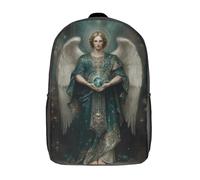 POLIUAWS Sac à dos scolaire imprimé en 3D avec motif d'ange gardien divin - 3 cm (17 pouces) - Idéal pour les enfants, les voyages et les loisirs.