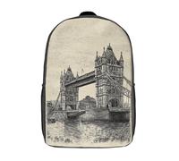 POLIUAWS Sac à dos scolaire imprimé en 3D avec motif du pont de Londres, pour garçons et filles, style décontracté et tendance, idéal pour l'école ou les voyages, 43 cm (17 pouces).