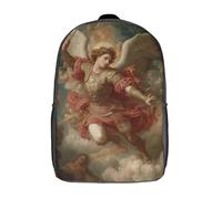 POLIUAWS Sac à dos scolaire imprimé en 3D avec un ange en armure dorée, idéal pour les enfants, les écoliers et les étudiants. Modèle 17 pouces.