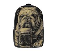 POLIUAWS Sac à dos scolaire imprimé en 3D Bulldog Beer Moment pour enfants, idéal pour l'école et les voyages. Sac tendance et décontracté de 43 cm (17 pouces).