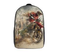 POLIUAWS Sac à dos scolaire imprimé en 3D « Cavalier à travers la tempête », sac à dos tendance pour enfants, grande capacité, 43 cm (17 pouces), idéal pour les voyages.