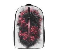 POLIUAWS Sac à dos scolaire imprimé en 3D pour enfants, motif lame de dragon et fleurs de cerisier, idéal pour Convient aux garçons scolarisés en primaire et au collège (17 pouces).
