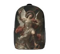 POLIUAWS Sac à dos scolaire imprimé en 3D représentant un archange en armure, style décontracté et tendance, idéal pour les garçons du primaire et du collège (43 cm).