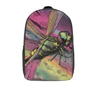 POLIUAWS Sac à dos scolaire libellule aux couleurs vives pour filles, imperméable et léger, idéal pour les collégiens et collégiennes (17 pouces).