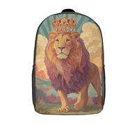 POLIUAWS Sac à dos scolaire majestueux du Roi Lion imprimé en 3D avec de grandes poches pour enfants, sac à dos garçon/fille, cartable de 43 cm (17 pouces).