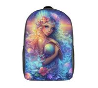 POLIUAWS Sac à dos scolaire Oceanic Enchantment pour filles, imperméable, décontracté, léger, 17 pouces, idéal pour les collégiens et collégiennes.