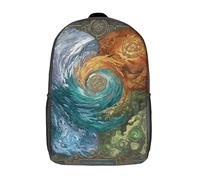 POLIUAWS Sac à dos scolaire pour écolier, motif tapisserie des quatre éléments, sac à dos enfant, sac à dos scolaire imprimé en 3D, sac de voyage tendance, cartable garçon 43 cm (17 pouces)