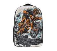 POLIUAWS Sac à dos scolaire pour enfants imprimé en 3D « Course à travers le chaos », grande capacité, idéal pour les voyages et les livres. Sac à dos tendance de 43 cm (17 pouces).