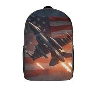 POLIUAWS Sac à dos scolaire pour filles Jet in Flames, Flag Soars, imprimé en 3D, sac à dos décontracté et léger pour collégiens, 43 cm (17 pouces).