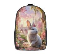 POLIUAWS Sac à dos scolaire Royal Rabbit in Paradise pour filles, imperméable, décontracté, léger, 17 pouces, idéal pour les collégiens et collégiennes.
