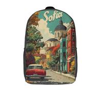 POLIUAWS Sac à dos scolaire Sofia Streets pour enfants, imprimé en 3D, grande capacité, idéal pour les voyages et les livres. Sac à dos tendance de 43 cm (17 pouces).