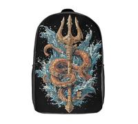 POLIUAWS Sac à dos scolaire Trident of The Deep pour enfants, sac à dos scolaire imprimé en 3D, sac de voyage tendance, sac d'école pour garçon de 43 cm (17 pouces).
