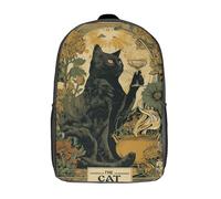 POLIUAWS Sac à dos scolaire Whiskered Elegance pour filles, imperméable, décontracté, léger, 17 pouces, idéal pour les collégiens et collégiennes.