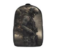 POLIUAWS Sac à dos Skull Soldier War's Ghost imprimé en 3D pour enfants, motif fantôme de guerre, idéal pour les voyages et les activités de plein air (17 pouces), pour garçons et filles.