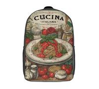 POLIUAWS Sac à dos Spaghetti Italiano pour enfants, imprimé en 3D, 43 cm (17 pouces), idéal pour l'école primaire et le collège.