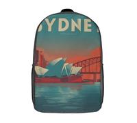 POLIUAWS Sac à dos Sydney Icons, sac d'école imprimé en 3D, sac à dos pour ordinateur portable 17 pouces pour enfants, étudiants et adultes.