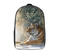 POLIUAWS Sac à dos Tigre à l'ombre d'un arbre, sac d'école enfant imprimé en 3D, sac décontracté pour garçons, élèves du primaire et du collège, 43 cm (17 pouces).