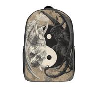 POLIUAWS Sac à dos Yin Yang Angels pour enfants, sac d'école imprimé 3D tendance et décontracté pour garçons, élèves du primaire et du collège, 43 cm (17 pouces).