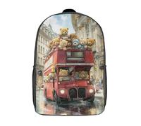 POLIUAWS Sacs à dos imprimés en 3D pour enfants, motif ours en peluche, pour les trajets en bus, parfaits pour les voyages et les activités de plein air, pour garçons et filles, 43 cm (17 pouces).