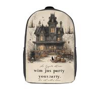 POLIUAWS Sacs à dos imprimés en 3D pour enfants - Sac à dos d'Halloween hanté - Sac d'école - Sac de voyage - Sac à livres tendance - Grande capacité - 43 cm (17 pouces)