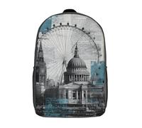 POLIUAWS Sacs à dos London Icons Blend pour enfants, sac d'école imprimé en 3D, 17 pouces, pour garçons, élèves du primaire et du collège.