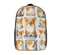 POLIUAWS Sacs à dos pour enfants Corgi Expressions, collection fantaisiste, sac à dos imprimé en 3D, sac tendance, sac de voyage, sac d'école pour l'école ou les voyages, 43 cm (17 pouces).