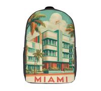 POLIUAWS Sacs à dos pour enfants, imprimés en 3D, style Miami vibrant, sac à dos tendance et décontracté, sac de voyage mignon, sac à dos de loisirs pour garçons et filles, 43 cm (17 pouces).