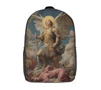 POLIUAWS Sacs à dos scolaires imprimés en 3D « Le triomphe de l'ange sur le mal » pour enfants, style décontracté et tendance, 43 cm (17 pouces), idéaux pour les élèves du primaire et du collège.