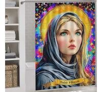 POLIUAWS Saint Hlrgyen Celestial Portrait Rideau De Douche Hilarant avec Crochets, en Tissu Imperméable Et Anti-moisissure, pour Salle De Bain Ou Dortoir 64.17x70.87Inch（163x180cm）